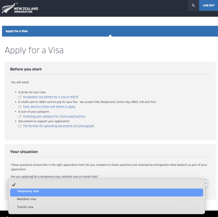 学生ビザオンライン申請　ニュージーラン　visa　移民局　留学